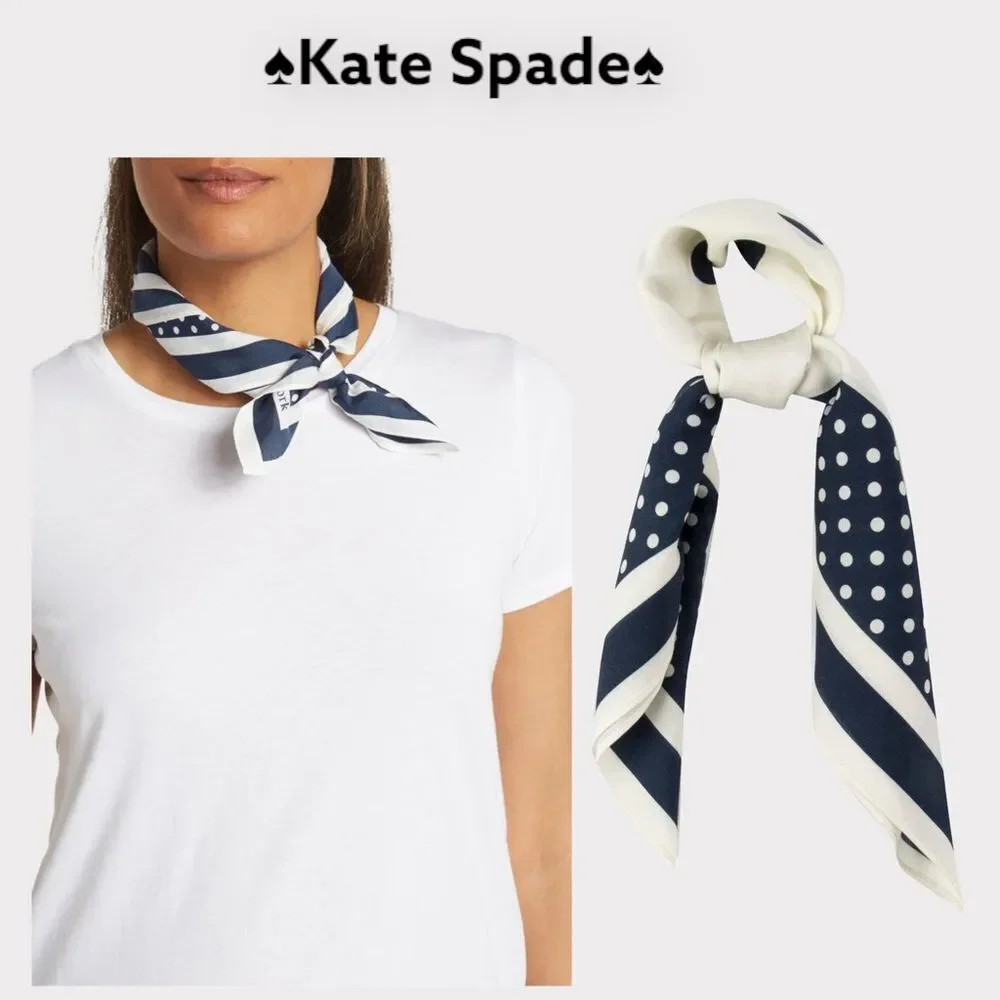 NWT Kate Spade dots silk blend scarf 18x18